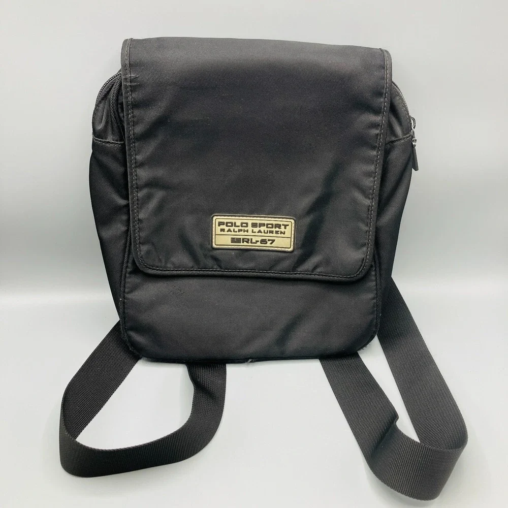 Polo Sport Ralph Lauren Black Backpack School Rare Style 13